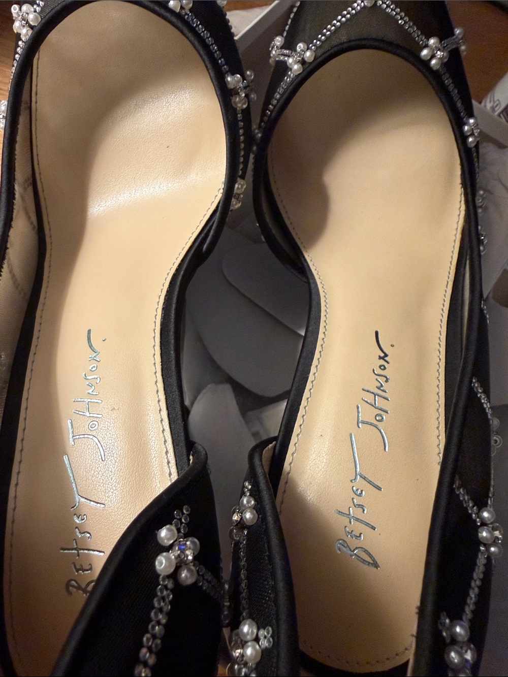 Betsey Johnson Cruze Stiletto Pumps Black Mesh Rhinestone Classic Glam In Box 9 - Picture 9 of 10